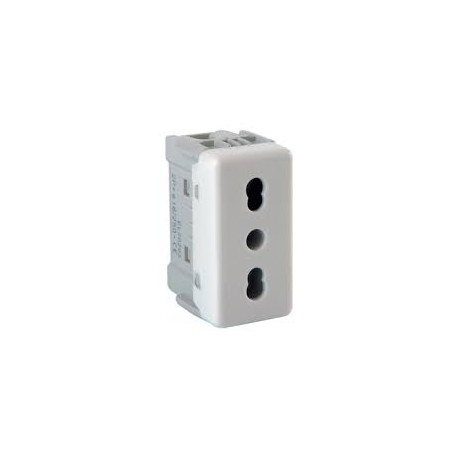 Priza simpla italia Gewiss System, fara impamantare, 1 modul, alba