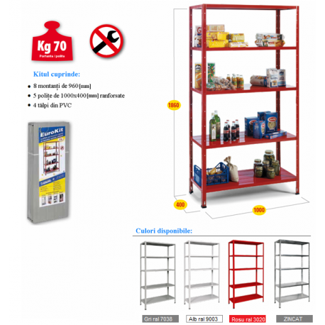 Raft metalic ZEN EUROKIT – montaj fără şuruburi