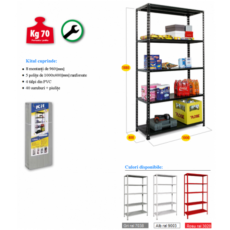 Raft metalic ZEN KIT - montaj cu şuruburi