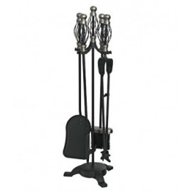 Set stativ 5 unelte pentru semineu, Strend Pro FT23SB, 66 cm, placat cu nichel