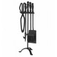 Set stativ 4 piese pentru semineu, sobe, 60cm, negru Strend Pro Homefire