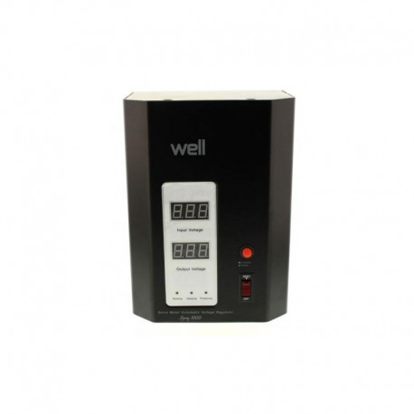 STABILIZATOR AUTOMAT DE TENSIUNE CU SERVO MOTOR MONTABIL PE PERETE, 1000VA, NEGRU, WELL
