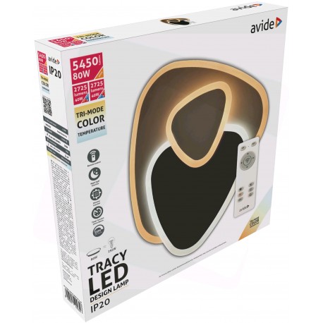 PLAFONIERA  APLICA LEDAvide Design Oyster Tracy 80W(40+40) with RF cu telecomanda